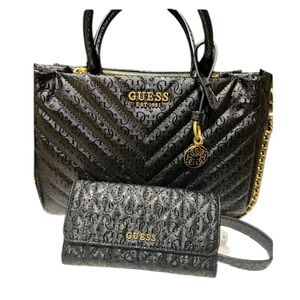 🖤🖤NWT-Guess Jania Quilted Small Girlfriend Satchel and matching Aveta wallet🖤